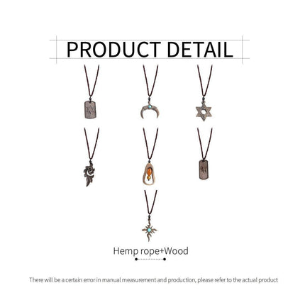 Ethnic Style Retro Long Sweater Chain Necklace with Wooden Pendant Fashion