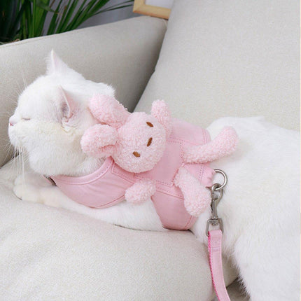 Kitten Dog Cat Walking Harness Lead Leash Collar Pet Vest Cute Rabbit Adjustable