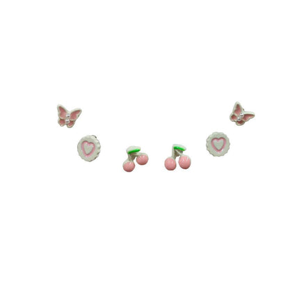 Cute Pink Stud Earrings Set for Women Girls Simple Fashion Jewelry Accessories