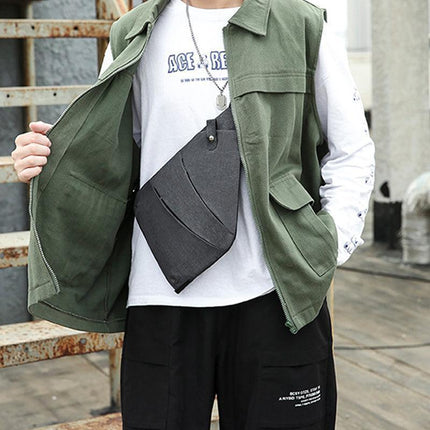 Waterproof Bag Personal Anti Theft Shoulder Man Pocket Portable Chest Travel Grey - Aimall