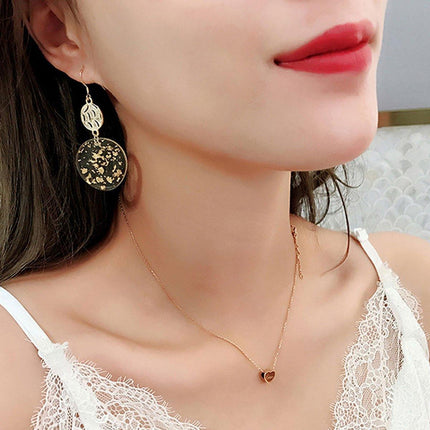 Chinese Vintage Acrylic Round Pendant Long Earrings Fashion Jewelry for Women