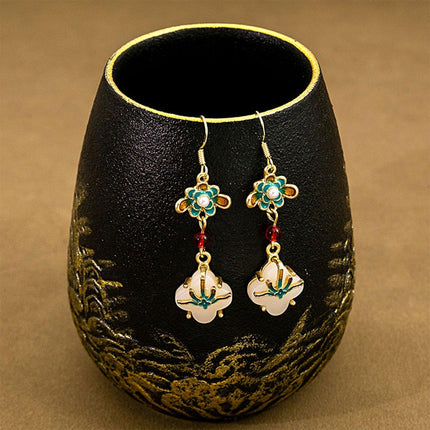 Chinese Flower Earrings Ethnic Style Hanfu Earrings for Traditional Jewelry