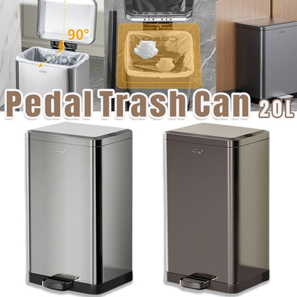 20L Rubbish Bin Foot Operated Household Trash Can with Lid Large Capacity