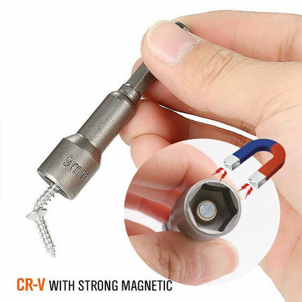 14 Size Socket Magnetic Nut Driver Set Drill Bit Adapter 1/4'' Hex Shank 6-19MM - Aimall