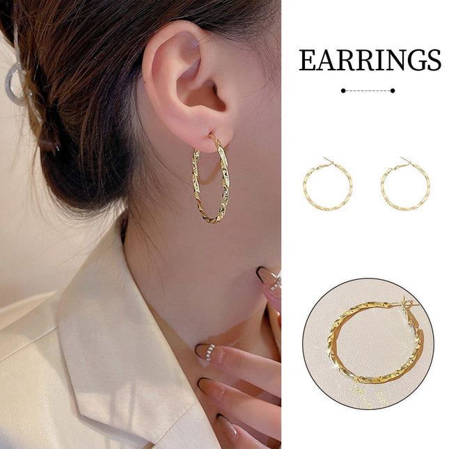 European American Fashion Statement Large Hoop Earrings Classic Retro Jewelry