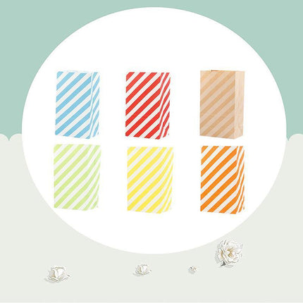 100X Colourful Plaid Kraft Paper Bag Candy Cookie Snack Cake Gift Bags 13*8*24CM - Aimall