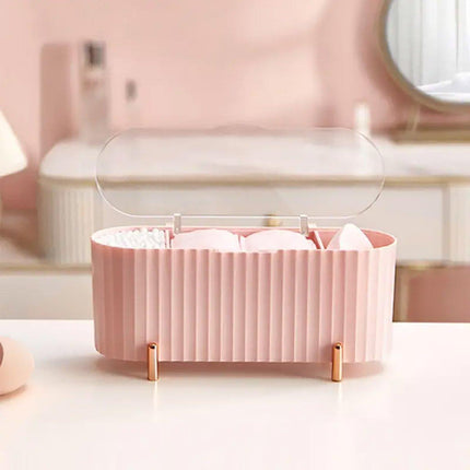 Dustproof Desktop Cosmetic Organizer with Lid Makeup Storage Box for Home Office