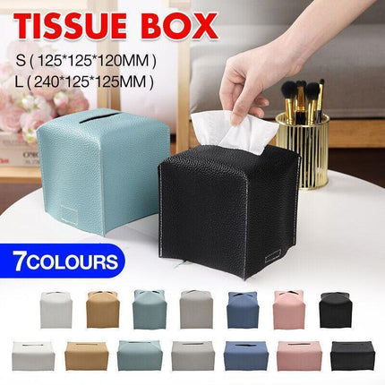 Elegant PU Leather Tissue Box Cover Holder in Various Colors