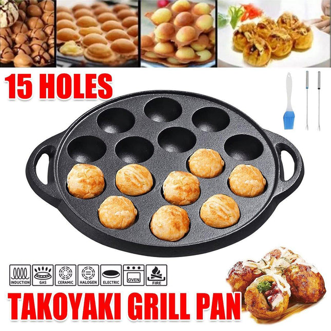 Octopus Croquette Pan 15 Holes Non-Coated Non-Stick Takoyaki Grill Cooking Plate