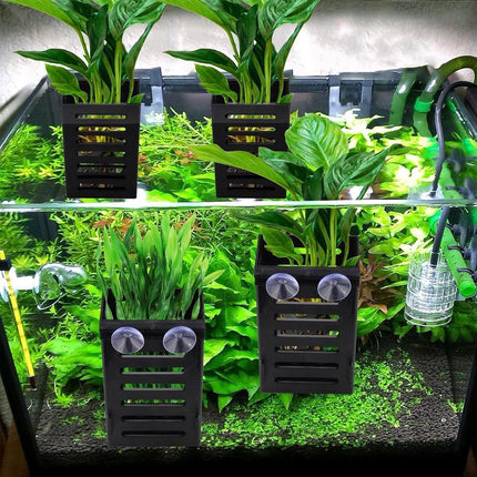 2Sets Aquarium Hydroponic Plant Holder Plastic Square Hollow Cage Storage Basket