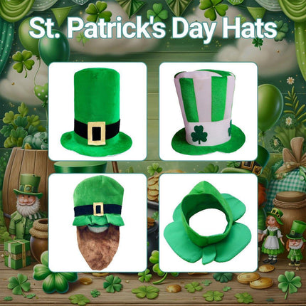 St Patricks Day Hat Festival Party Digital Print Irish Green Shamrock Cap