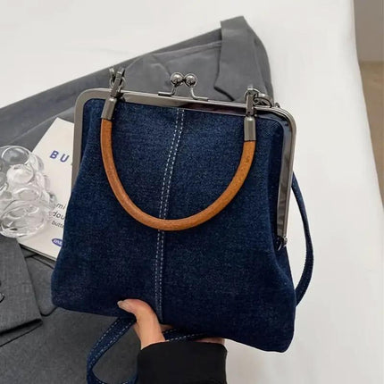 Small Handbag Women Tote Bag Cowboy Splicing Crossbody Shoulder Satchel Bag
