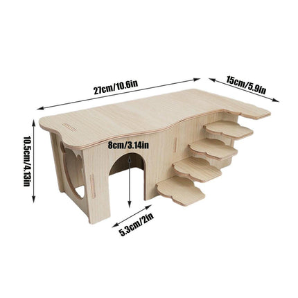 Wooden Multiroom Hamster Maze House Hiding Habitat Playhouse for Small Pets