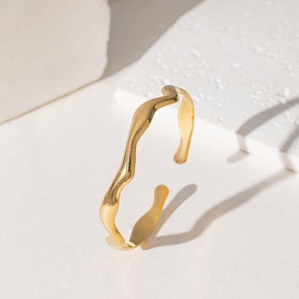 Minimalist Plain Solid Ring Bracelet Women Fashion Simple Open Cuff Bangle