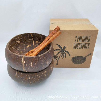 2Sets Natural Coconut Shell Bowls Dessert Fruit Salad Serving Bowls