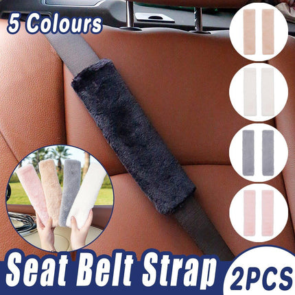 Winter Plush Shoulder Strap Cover Neck Cushion Pad for Comfortable Car Travel 2PCS