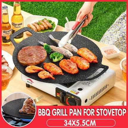 Korean Nonstick BBQ Grill Pan for Stovetop Barbecue Portable Hot Plate Outdoor - Aimall