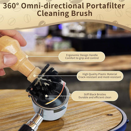 Coffee Basket Brush Coffee Cleaning Brush with Wood Handle for Portafilter Basket