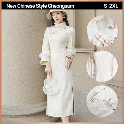 New Chinese Cheongsam Dress National Style Traditional Qipao Outfit for Women