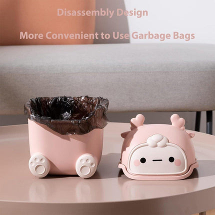 Mini Monster Trash Can Desktop Flip Top Garbage Bin Small Plastic Waste Basket