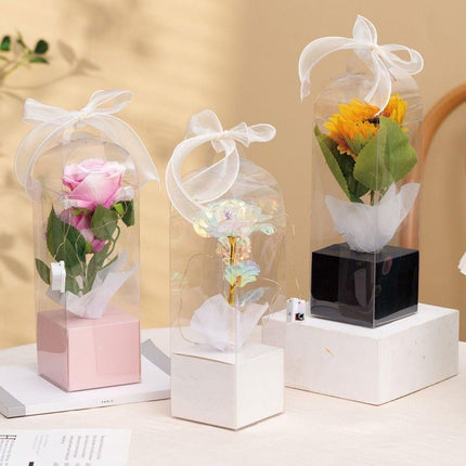 10pcs Bouquet Packaging Transparent PVC Flower Box Portable Floral Gift Boxes