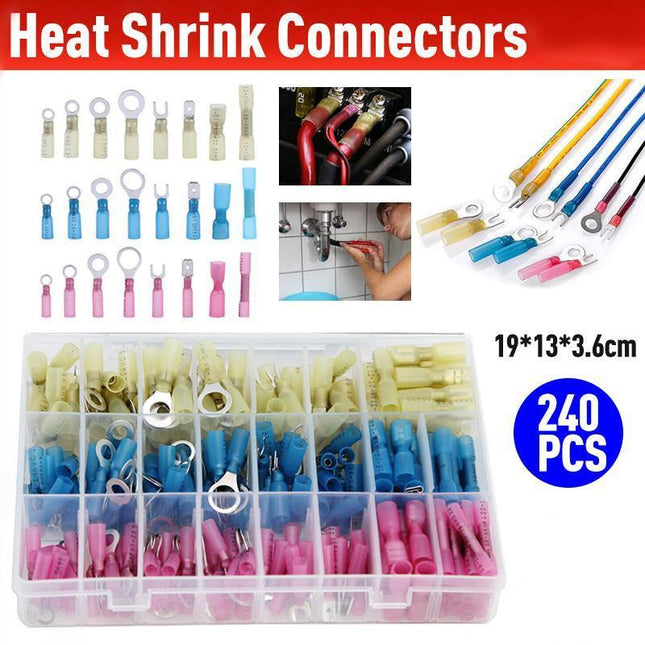 240PCS Heat Shrink Wire Connectors Electrical Crimp Marine Automotive Terminals - Aimall