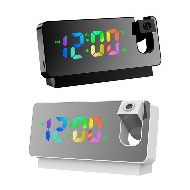 LED Digital Smart Alarm Clock Projection Temperature Time Projector LCD ...