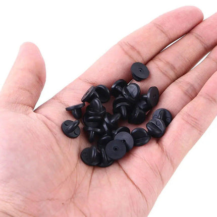 50PCS Black Butterfly Pin Backs Plastic Locking Caps for Badges Lapel Pins Brooches