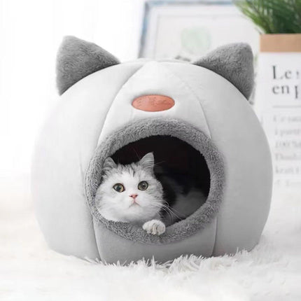 Cat Bed Winter Warm Enclosed Pet House Cozy Indoor Sleeping Nest for Cold Weather
