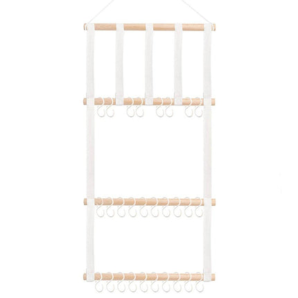 4 Tier Wooden Hair Clip Organizer Hanging Rack for Hair Clips and Ties Storage