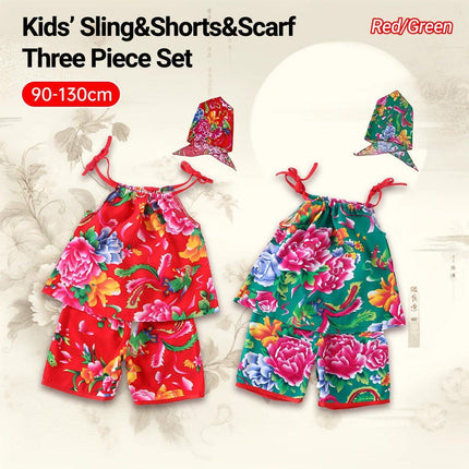 Children Cotton Summer Pajamas Set Short Sleeve Pants Boys Girls Colourful