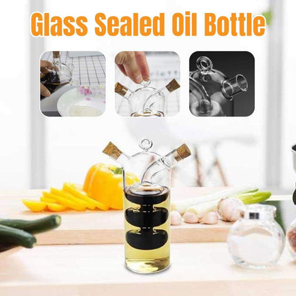 Glass Oil Vinegar Dispenser Bottle with Cork Lid Kitchen Soy Sauce Container