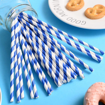 125pcs Biodegradable Paper Straws Striped Coloured Paper Drinking Straws Set