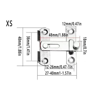 2 Sets 90 Degree Sliding Door Buckle Hitch Safety Latch Chain Lock Catch Kit
