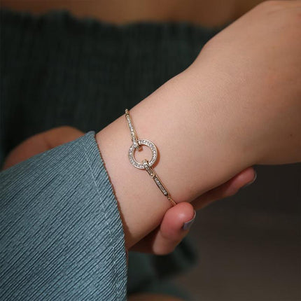 Luxury Zircon Rhinestone Round Bangle Bracelet for Women