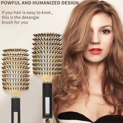 Detangle Nylon Boar Bristle Brush Hairbrush Smooth Hair Head Scalp Massage Comb - Aimall