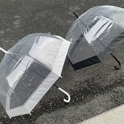 Clear Dome Umbrella Wedding Party Transparent Parasol Handle Waterproof Rain