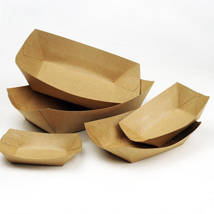 Kraft Paper Boat Tray Biodegradable Multi Size Serving Food Safe Fries Rice Deli Aimall