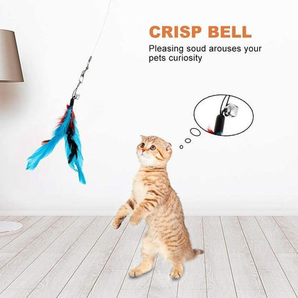 12PCS Kitten Cat Feather Toy Bell Wand Teaser Rod Interactive Play Pet Toys Gift - Aimall