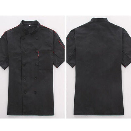 Black Unisex Mesh Sleeve Chef Coat Jacket Restaurant Hotel Cook Short Uniform - Aimall