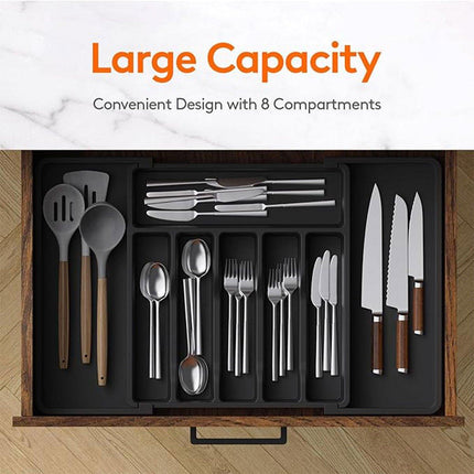 Extendable Cutlery Storage Box Household Portable Retractable Tray Organizer