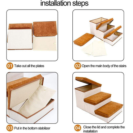 Foldable Pet Dog Stairs Puppy Step Ladder for Bed Sofa Portable Climbing Ramp