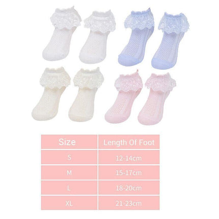 Girls Kids Lace Ruffle Ankle Short Socks Frilly Toddler Princess Socks 0-9 Yrad S Size - Aimall