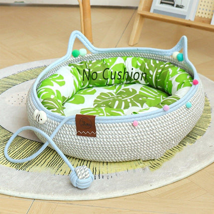 Rattan Cat Bed Weaving Cat Sleeping Basket for Cats and Pets Comfortable Resting
