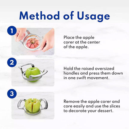2Pcs Apple Cutter Stainless Steel Fruit Divider for Household Apple Separator
