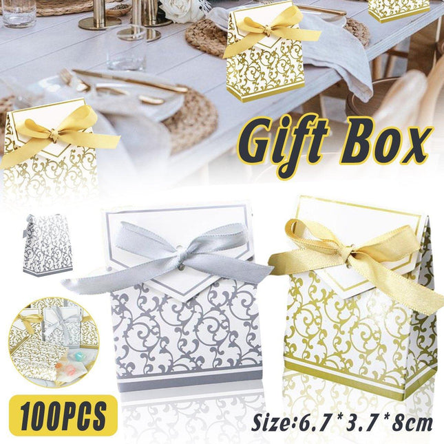 100pcs European Wedding Candy Boxes Dream Paper Box Favour Treat Packaging