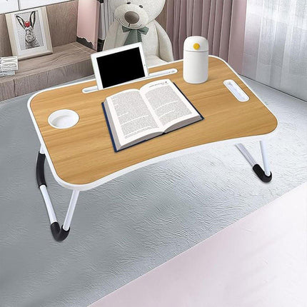 Laptop Bed Table Foldable Lap Standing Desk with Cup Slot for Indoor Picnic Tray