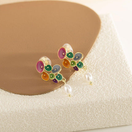 Vintage Long Pearl Coloured Earrings Elegant Matching Jewelry Women Fashion