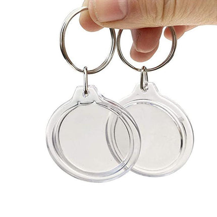 20PCS Keyring Clear Acrylic Photo Key Chain Picture Frame Blanks DIY Rings Gifts - Aimall