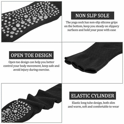 Women Long Massage Pilates Socks Yoga Socks Anti-skid Grip Non Slip Socks Medium - Aimall